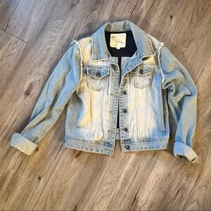Denim Jacket With Neon Embroidery​